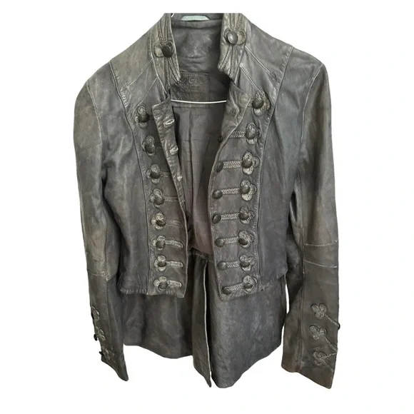 Monument lea wool sale and leather coat